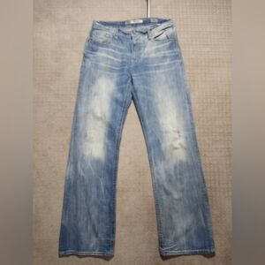 BKE Buckle Tyler Light Wash Denim Blue Jeans Mens Size 34L×33 Wide Leg